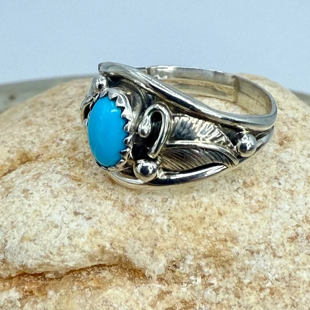 Navajo Sterling Silver Sleeping Beauty Turquoise Ring Mark Barney NWT Sz 6 –3.0g
